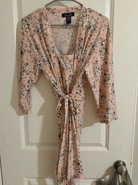 Rene Ruiz Blush Pink Floral Tie-Front Dress
